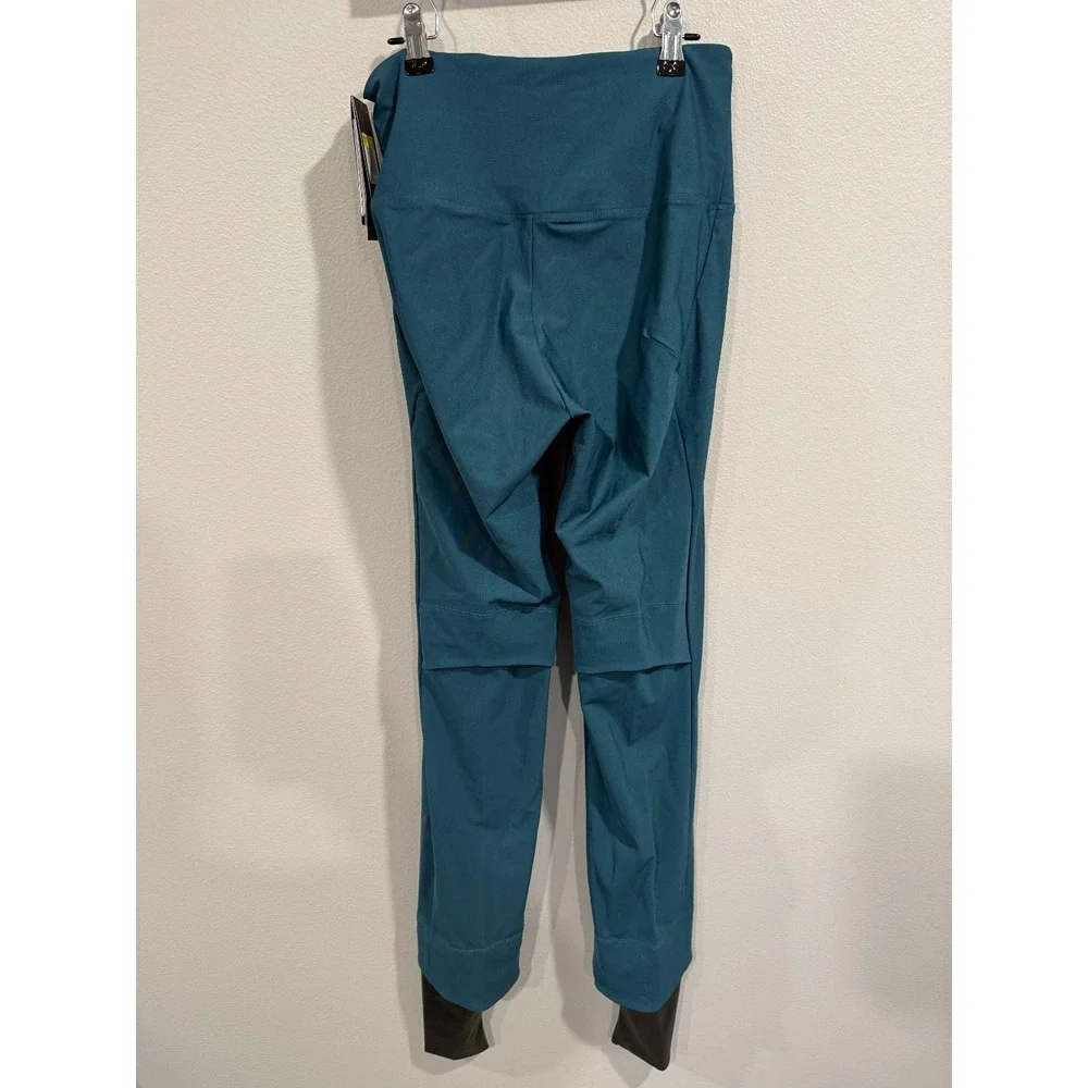Nike Victory Luxe Swim Leggings‎ Women's S Dark Teal Stretch Swoosh Logo UPF 40+